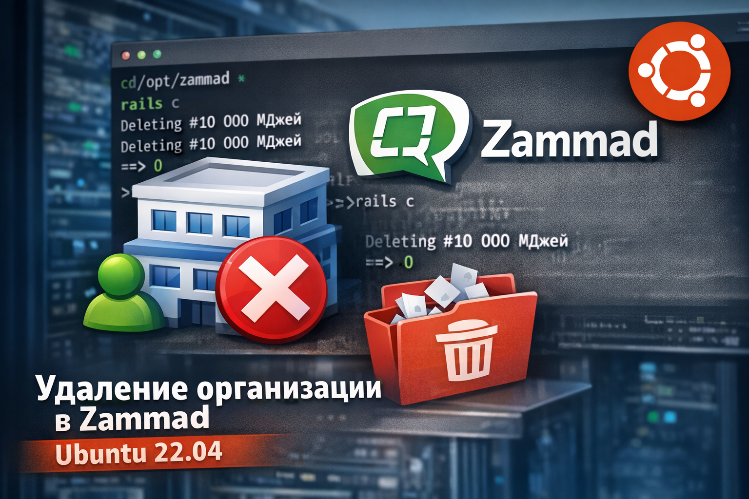 Как удалить запись организации в Zammad (self-hosted, Ubuntu 22.04)